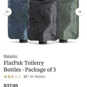 FlatPak Toiletry Bottles - Black, Blue, Green